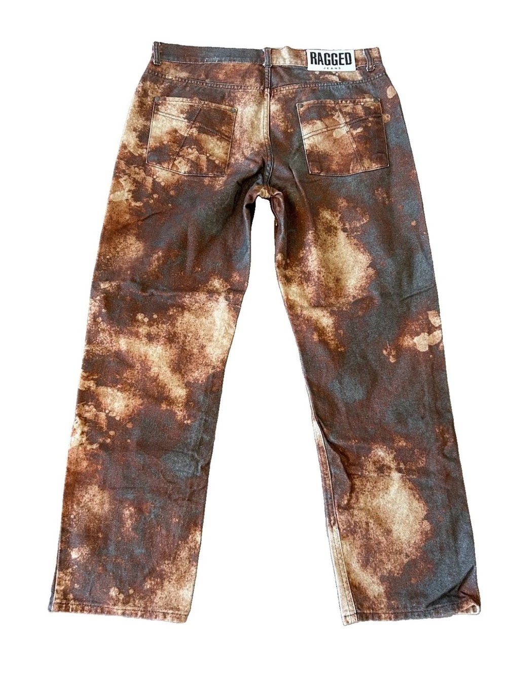 The Ragged Priest Grime Jeans 34 Brown Tie Dye Grunge Straight Leg Y2K Punk
